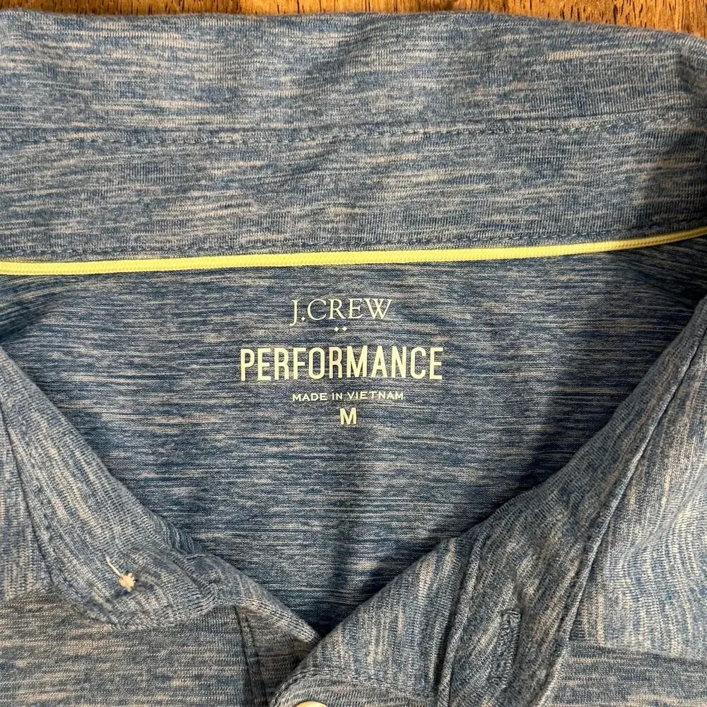 J. Crew Performance Polo Short Sleeve Golf Resort Preppy Heather Blue Men Medium